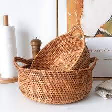 AVAILABLE Multi-Size Rectangular Round Rattan Storage <b>Basket</b> Set Handmade Cosmetic Food Serving Tray Wholesale - Product Image 2