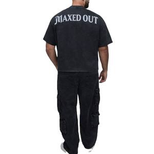 Camiseta de Algodón Lavado de Alta Densidad para Hombre, Corte Relajado, con Bolsillo en el Pecho, Bordado, Fabricante OEM, Suministro al por Mayor de Ropa Urbana - Product Image 2