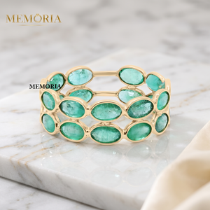 Anillo de Oro Amarillo de 18k con Gema de Esmeralda Ovalada Genuina, Anillo de Lujo Moderno para Propuesta de Matrimonio, Despedida o Confesión - Product Image 6