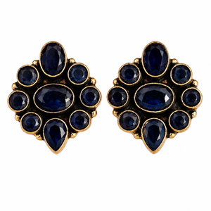 Trade Assurance Oxidized Gold-Plated Bule Stone Stud Earrings Trendy Bohemian Wedding Statement Jewelry Bulk Supplier Direct - Product Image 1
