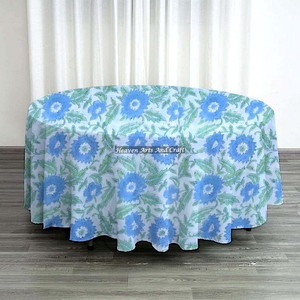 Cotton Hand Block Printed Round 60 Inch Table <b>Linen</b> <b>Tablecloth</b> Dining Table Cotton Custom Table Cover Round 60 Inch <b>Tablecloth</b> - Product Image 1