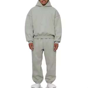 Ensemble jogging 2 pièces pour homme, 100% coton, imprimé personnalisé, broderie et patchwork, couleur unie, effet délavé - Product Image 6
