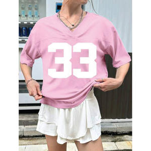 Maillot de football personnalisé rose en mesh 23 unisexe, coupe oversize, chemise de sport, marque privée, fournisseur en gros USA - Product Image 4