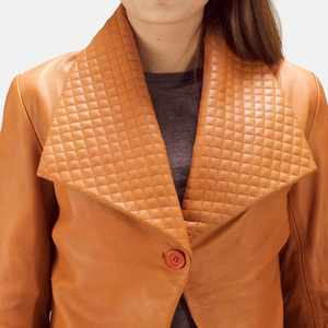 Chaqueta de Cuero para Mujer de Estilo Retro con Acabado Desgastado, Estilo Único y Carácter Distintivo, Chaquetas de Cuero Transpirables - Product Image 6