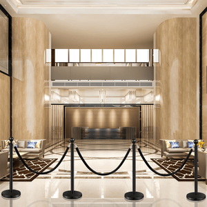 4 Pali Neri in Velluto con Corda per il Controllo della Folla, con Base Cava a Iniezione di Sabbia, Pali Neri per Teatri e Eventi - Product Image 3