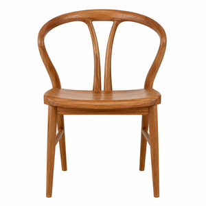 Modern Scandinavian <b>Teak</b> <b>Dining</b> <b>Chair</b> with Oval Backrest Eco-Friendly Handcrafted Home Furniture for Home Office - Product Image 1