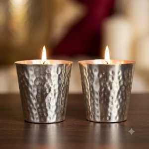 Juego de Portavelas Redondos de Hierro Martillado, Resistentes al Calor, Decoración para el Hogar, Portavelas Clásico, Recipiente para Velas con Acabado Electrolítico - Product Image 2