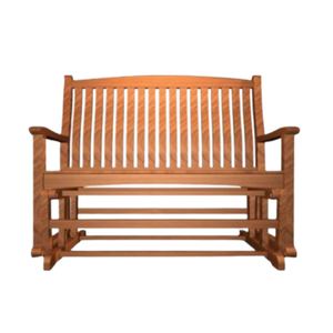 Banc d'extérieur pour deux personnes en teck massif, finition marron classique, avec dossier à lattes verticales. - Product Image 3