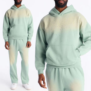 Conjunto de Sudadera con Capucha de Forro Polar Degradado Premium Unisex, Diseño con Pedrería, Chándal Personalizado de Mezcla de Algodón, Conjunto Deportivo Urbano OEM ODM - Product Image 1