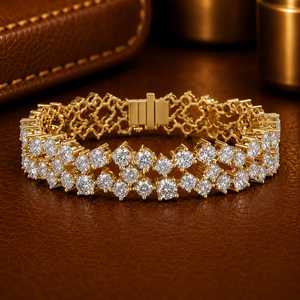 Round Cut Lab Grown Diamond Tennis <b>Bracelet</b> Multi Row Diamond <b>Bracelet</b> 925 <b>Silver</b> 10K 14K Gold DEF VVS Fine Jewelry For Women - Product Image 1