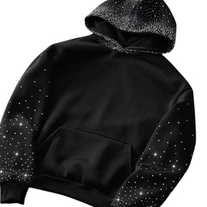 Sudadera con Capucha para Hombre, con Pedrería, de Algodón Suave y Felpa Gruesa, Estilo Casual, Fabricante OEM ODM para Exportación - Product Image 5