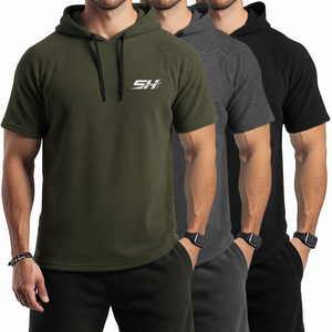 Cotton Blended <b>Hoodie</b> Men Clothing Manufactures Custom Logo Unisex <b>Short</b> <b>Sleeve</b> Men HoodieStreetwear Soft Touch Fabric Low Price - Product Image 5