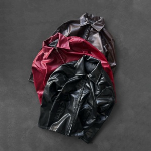 Wholesale Pu <b>Leather</b> Outerwear <b>Faux</b> <b>Leather</b> Skinny Top Motorcycle Black Pu <b>Leather</b> <b>Jackets</b> Custom Label for <b>Men</b> - Product Image 1