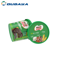 2.5L 2500ml Impresión Iml de grado alimenticio de alta calidad Diseño personalizado PP Cubo de plástico para galletas dulces y chocolate con tapa y Asa