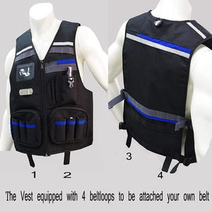 Men's Black Multi Pocket Tool <b>Vest</b> Breathable Oxford Fabric Work <b>Utility</b> Waistcoat Summer Outdoor Use 2026 - Product Image 2