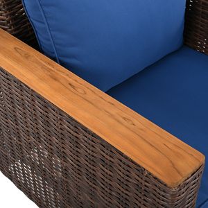 Set di mobili da giardino per esterni K & K 8 pezzi con sedie a dondolo girevoli blu tavolo portaoggetti in Acacia Set di conversazione in vimini - Product Image 6