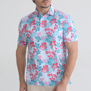 เสื้อโปโลแขนสั้นพิมพ์ลายสาดสีสันสดใสสำหรับผู้ชาย ทรงลำลอง ระบายอากาศได้ดี ผลิตจากผ้าถักโพลีเอสเตอร์ 100% - Product Image 2