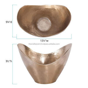 Bol à chocolat incurvé en métal poli à l'or de haute qualité vaisselle élégante Desserts serveur de chocolat bol en aluminium - Product Image 2