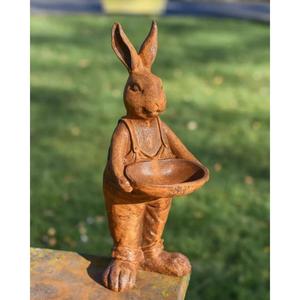Ground Mount Rustic Hare Statue With Bird Feeder Tub Garden Supplies Metal Crafts <b>Ornaments</b> Wholesaler & Manufacturer - Product Image 1