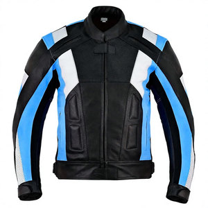 Blouson de moto en cuir color block pour homme, noir, rouge, blanc, respirant, pour la course et la conduite - Product Image 4