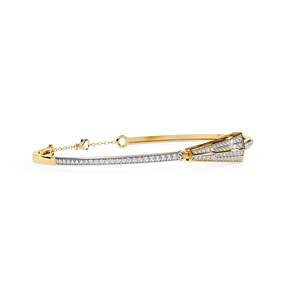 Bracelet à maillons en or massif 14 carats rose doré avec diamant taille émeraude serti griffe flèche, de luxe, unisexe, pour anniversaire et usage quotidien - Product Image 4