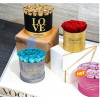 Boîte à fleurs cylindrique au design tendance, en carton ondulé bronzé fait main pour bouquets de fleurs, avec support de logo personnalisé, simple