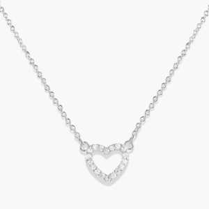 Collar con Colgante de Corazón, Plata 925, Bañado en Rodio, Moissanita, Circonita Cúbica, Engaste Pavé, para Mujer, Uso Diario Romántico - Product Image 5