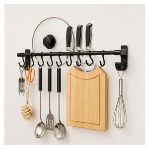 Multifunctional Wall-Mounted <b>Kitchen</b> Organizer Hanging Rail Metal Rail Space Saving Minimalist Design for <b>Kitchen</b> Storage - Product Image 4