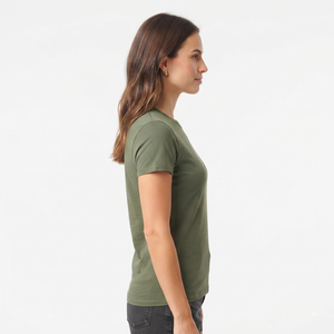 T-shirt à manches courtes col rond vert olive pour femme Hawk Eye, coupe classique, 100% coton, jersey décontracté, logo imprimé - Product Image 4