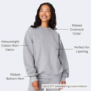 Sudadera de cuello redondo para hombre, color gris jaspeado, corte clásico, tejido grueso, manga larga, forro polar de algodón suave y cálido - Product Image 2