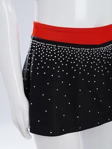 Ensemble deux pièces de cheerleading pour filles, noir et rose, avec strass, haut court et jupe plissée, tenue de danse et uniforme d'entraînement en Spandex et Nylon - Product Image 3