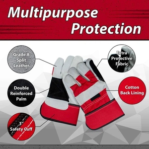 Gants de travail en cuir de vachette renforcé, résistants à l'abrasion, certifiés CE, avec manchette de sécurité anti-chaleur - Product Image 2