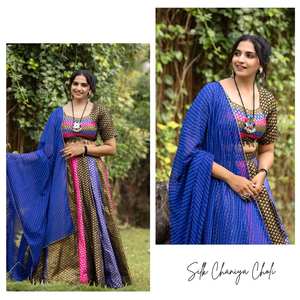 Última colección de ropa festiva: Lehenga-Choli y Dupatta de seda con tejido Kali y Butti multicolor, proveedor de Surat - Product Image 2