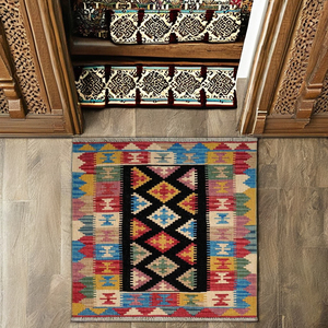 Высококачественный хлопковый плетеный коврик ручной работы, моющийся жаккардовый нескользящий прямоугольный коврик для домашнего декора - Product Image 1