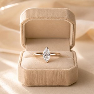 Bague solitaire en diamant taille marquise 1,00 carat, or rose 14 carats, cultivé en laboratoire, idéale pour les fiançailles, cadeau d'anniversaire, bijoux tendance - Product Image 3