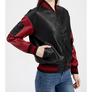 Veste d'extérieur en cuir véritable, style universitaire, respirante, type bomber, vente en gros, broderie personnalisée, veste pour femme - Product Image 5