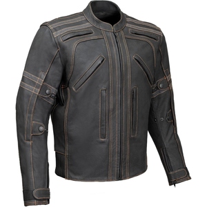 Veste de moto en cuir de vache véritable pour homme, style vintage Cafe Racer, veste de protection en cuir pour motard, OEM - Product Image 1