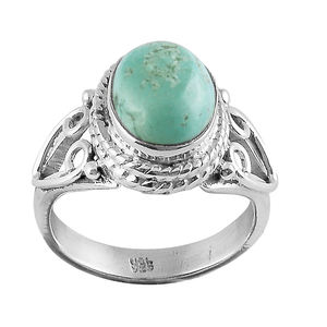 แหวนเทอร์ควอยส์925เครื่องประดับเงินขายส่งแหวนแฮนด์เมดสเตอร์ลิงเครื่องประดับเงินสไตล์ของฉันตลอดไป - Product Image 1