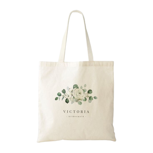 Sac fourre-tout en toile de coton réutilisable de qualité supérieure pour mariage, cadeau de bienvenue |   Logo imprimé sur mesure |   Sac à bandoulière pour demoiselle d'honneur - Product Image 1