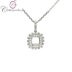 VENTE EN GROS CLASSIQUE SIMPLE HALO 18K AU750 OR BLANC RÉEL NATUREL DIAMANT COUSSIN FORME 1.75CT CENTRE FIT PENDANT SEMI MONTAGE - Product Image 1