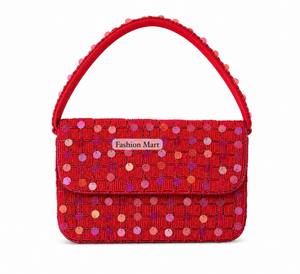 Handmade Fashion Mart <b>Beaded</b> Floral Clutch Bag Rectangle Pattern Cotton Lining Magnetic Closure Chain <b>Strap</b> Evening Party Purse - Product Image 5
