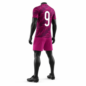 Ensemble de maillots de football pour hommes, rose, imprimé animal/léopard/floral, logo sur le devant, manches courtes, évacuation de l'humidité, 100% polyester, coupe athlétique - Product Image 3