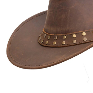 Sombreros de Vaquero al por Mayor, Sombrero Occidental de Cuero Genuino con Banda Trenzada, Estilo Primavera-Otoño para Viajes al Aire Libre, Sombrero de Moda Unisex - Product Image 5