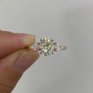 2.2 50CT Marquise Cut Lab <b>Diamond</b> Three Stone <b>Ring</b> 14K Solid Yellow Gold Half Moon Side Stones Trilogy Engagement <b>Ring</b> for Women - Product Image 4