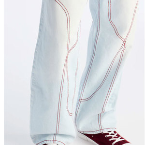 Trendy Pants Men <b>Jean</b> Pants Cotton Breathable Washed Straight Solid Color Denim Pants <b>Elastic</b> <b>Waist</b> Custom <b>Jeans</b> OEM Serviced - Product Image 3