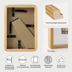 Picture <b>Frame</b>, <b>Oak</b> <b>Frame</b>, with Tempered Glass, Solid Wood Picture <b>Frame</b>, Suitable for Wall and Table Display - Product Image 5