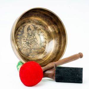 Cuenco Tibetano Tallado a Mano de Tara Verde para Terapia de Sonido y Meditación, Tallado de Mantras, NB01SB05 - Product Image 1