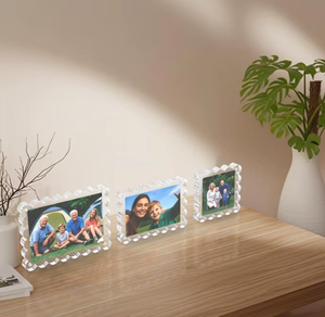 Clear Acrylic Handmade UV Printed <b>Photo</b> <b>Frame</b> Scalloped Edge <b>Magnetic</b> Double Sided Desktop Display Stand Modern REHMAN CRAFT - Product Image 5