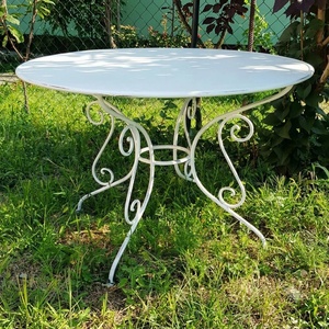 Wholesale Luxury European Custom Design Hand Forged Powder Coated <b>Metal</b> Wrought Iron Dining <b>Table</b> Durable Weather Resistant - Product Image 2