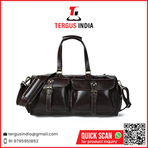 Bolsa de viaje vintage grande de cuero genuino Crazy Horse con cierre de cremallera a precio competitivo - Product Image 6